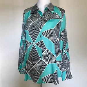 Dressbarn Button Down - Geometric Print